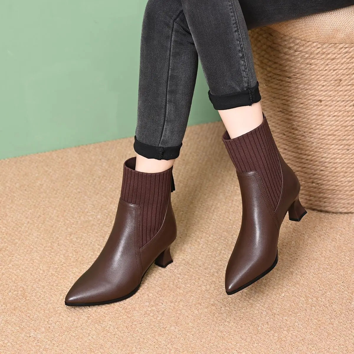 Clara - Botas con plataforma de cuero