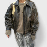 Chandra - Pantalones de mezclilla vintage con estampado de leopardo