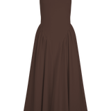 Sara - Vestido midi de punto en marrón