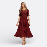 Mariana - Vestido de Encaje con Mangas Cortas y Elegancia Moderna