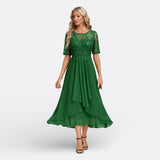 Mariana - Vestido de Encaje con Mangas Cortas y Elegancia Moderna