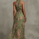 Olivia - Vestido maxi con escote y delicado estampado floral