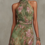 Olivia - Vestido maxi con escote y delicado estampado floral