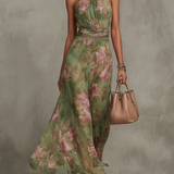 Olivia - Vestido maxi con escote y delicado estampado floral