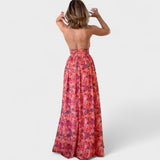 Floraria - Vestido largo con halter elegante