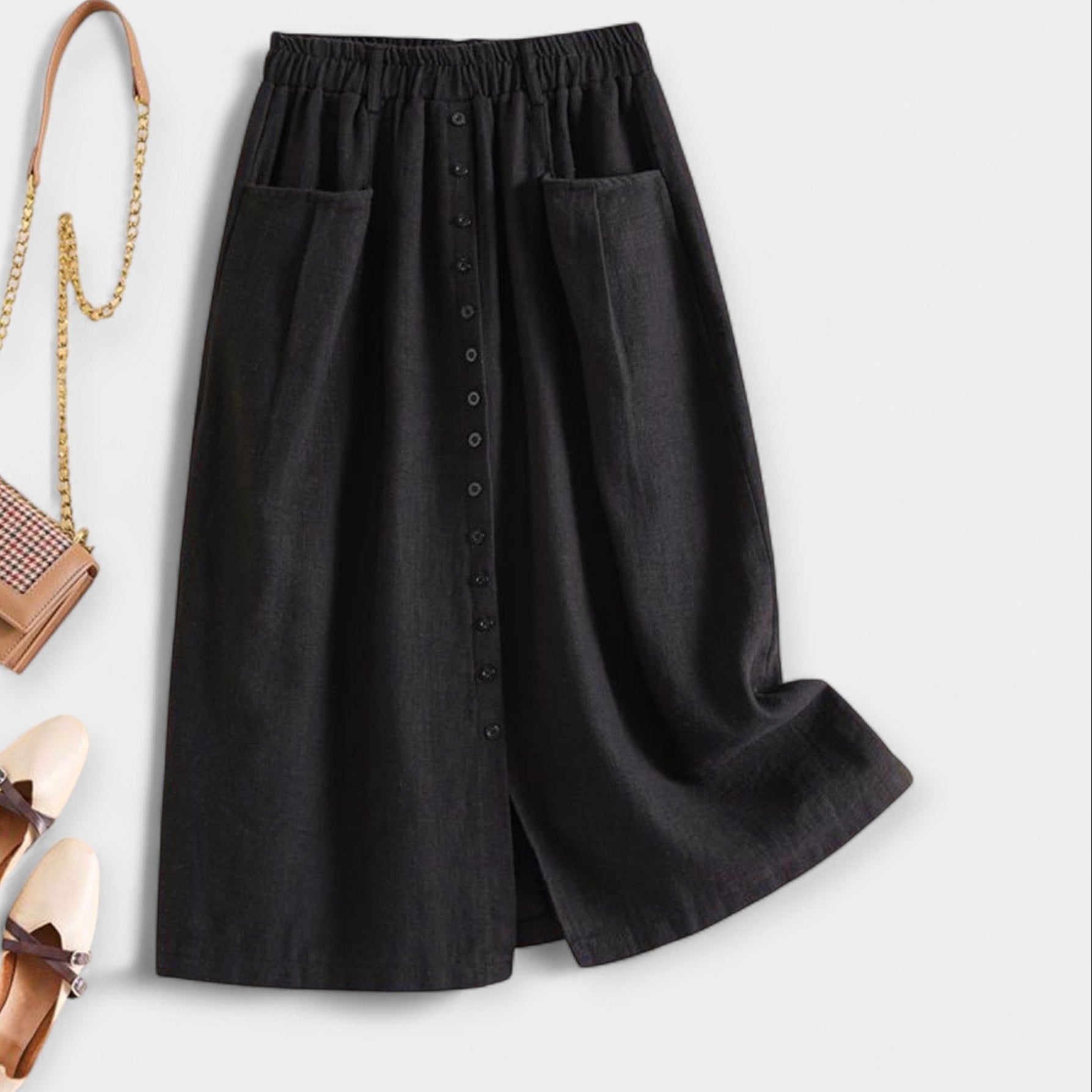 Falda Midi con Lavado Elegante