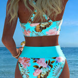 Ángela - Bikini Floral con Contraste y Delicada Abertura