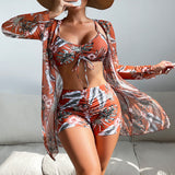 Macarena - Bikini de Tres Piezas con Estampado Moderno y Cover-Up a Juego