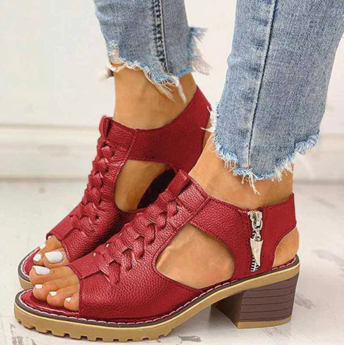 Alba - Sandalias elegantes de tacón alto - Rojo