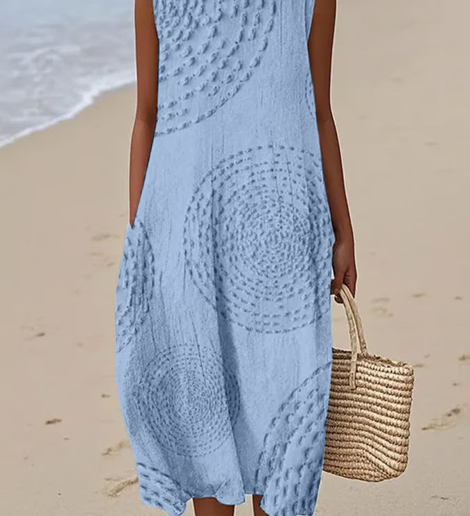 Ana - Vestido Maxi Sem Mangas Texturizado Elegante