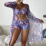 Macarena - Bikini de Tres Piezas con Estampado Moderno y Cover-Up a Juego