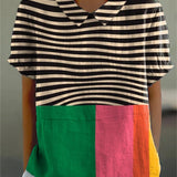 Eva - Camisa de Rayas Bold y Bloque de Color