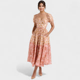 Valentina - Elegante Vestido Floral en Coral