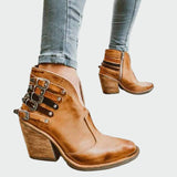 Botines de cuero retro elegante