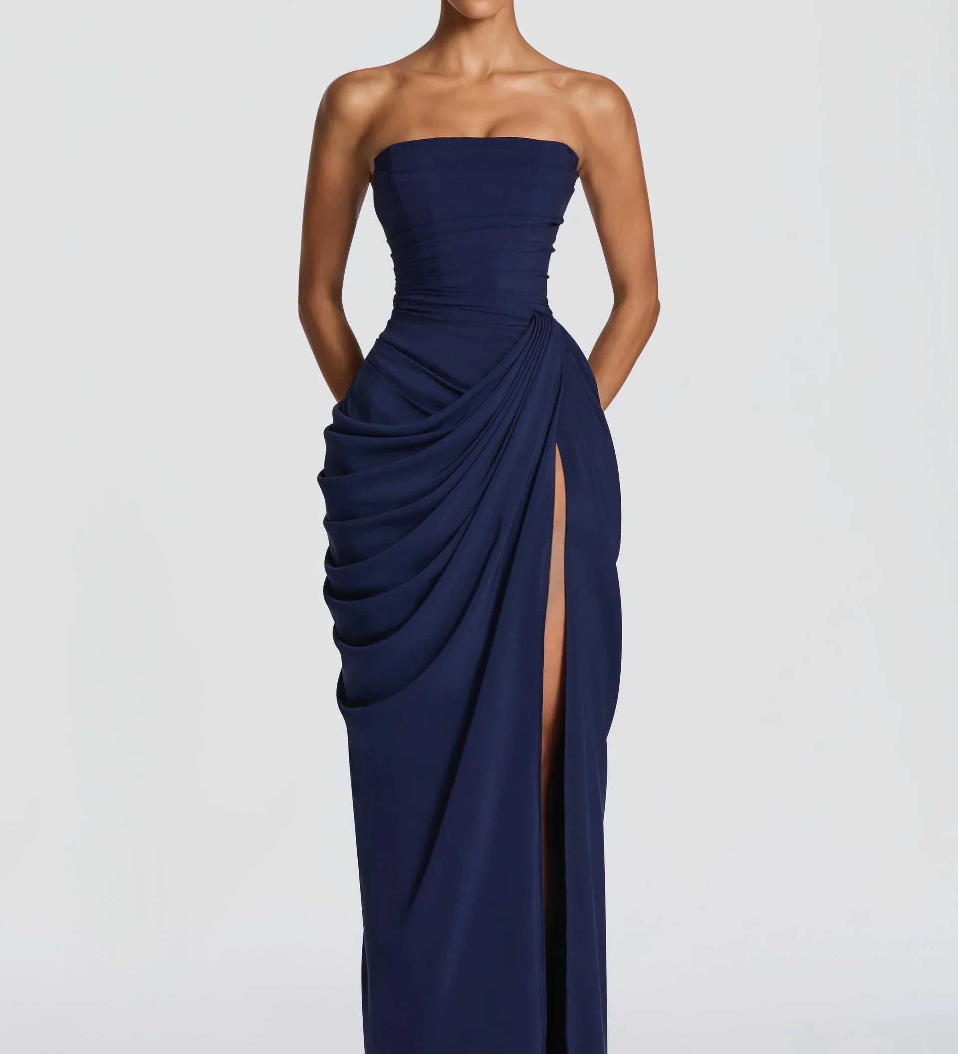 Adriana - Vestido Largo Drapeado con Fenda
