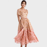 Valentina - Elegante Vestido Floral en Coral