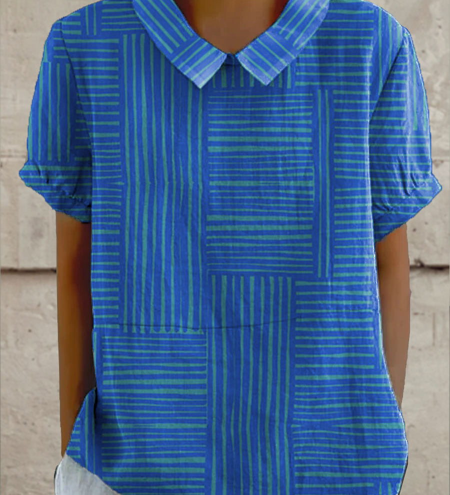 Mara - Camisa Listrada Geométrica Elegante