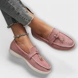 Mocasines Beiges para Ella con Cordón Decorativo