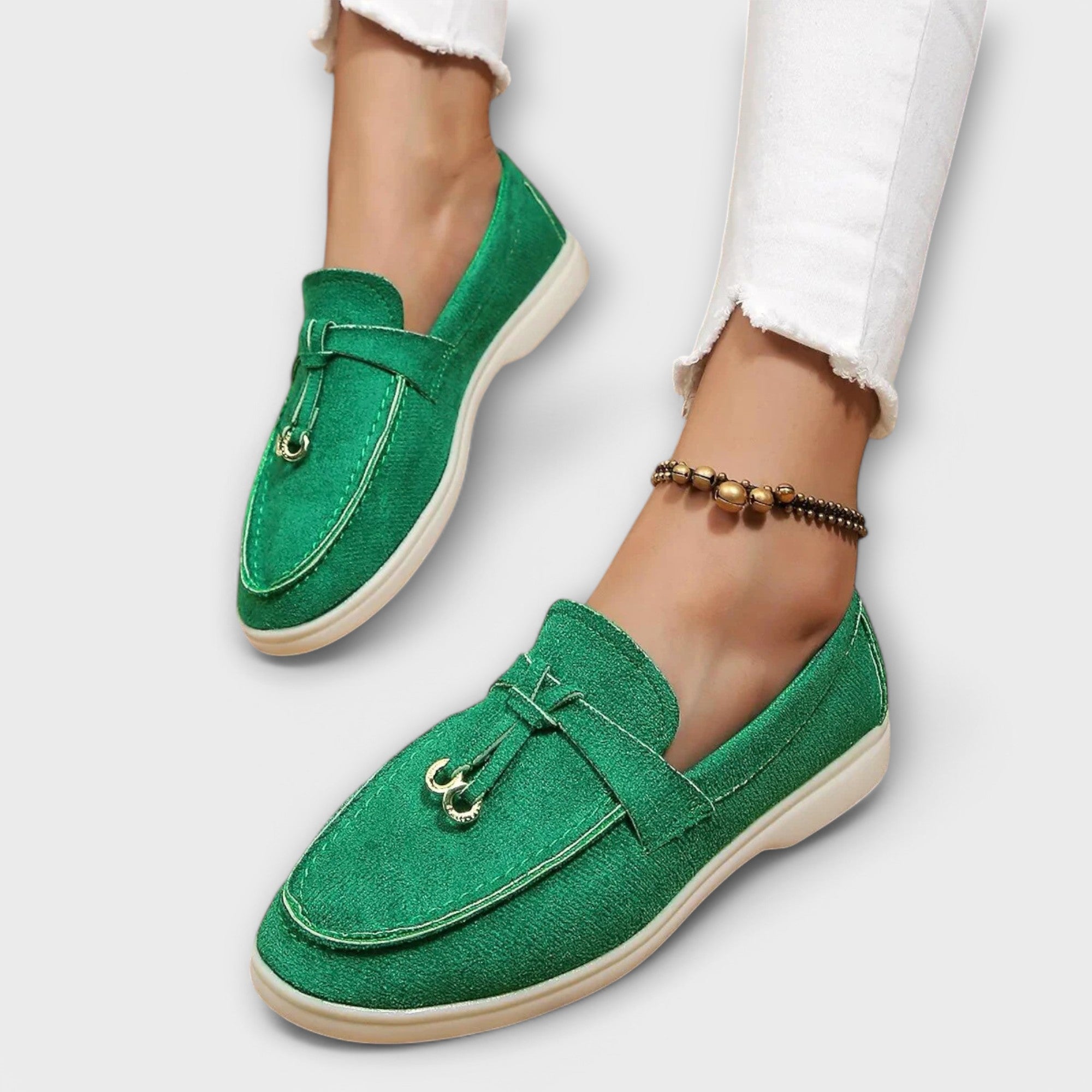 Mocasines Beiges para Ella con Cordón Decorativo