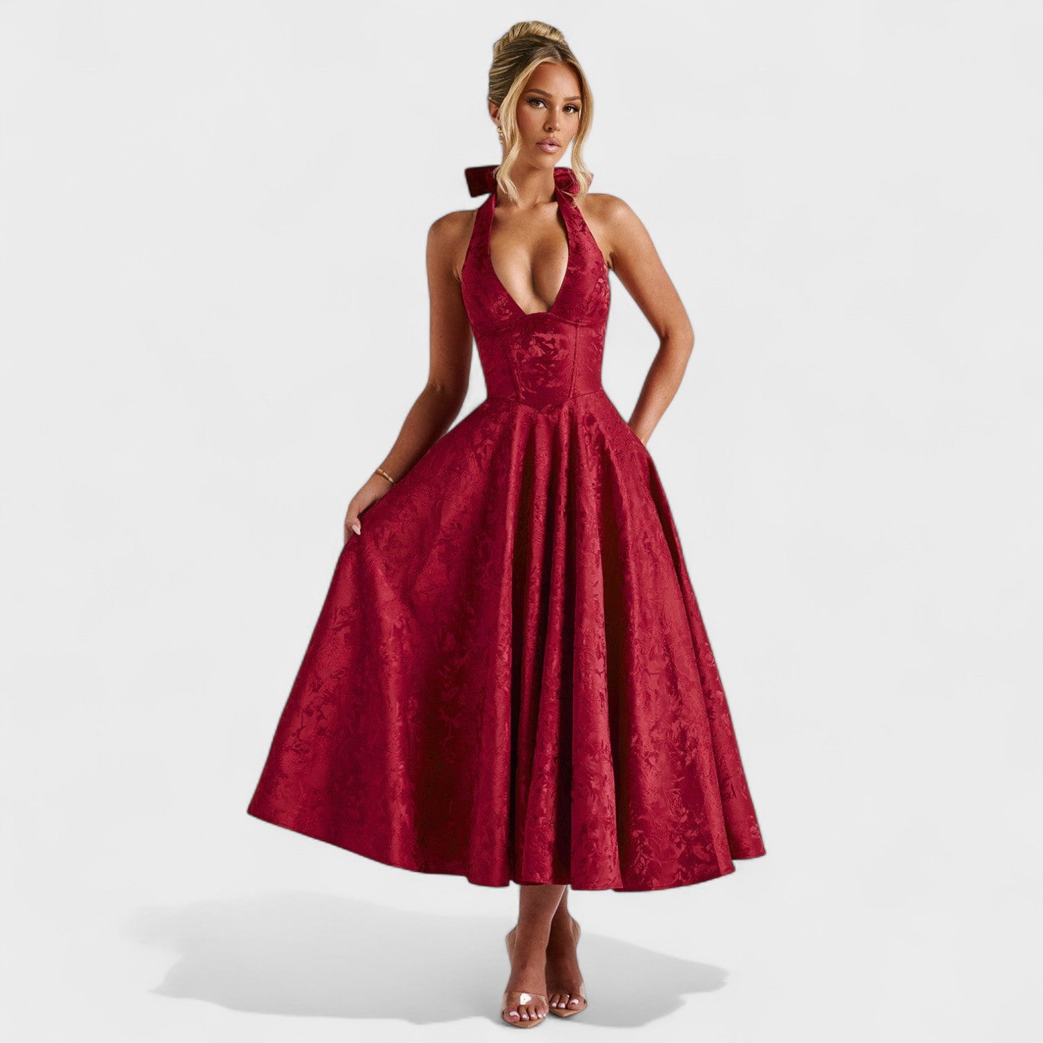 Efi - Vestido midi texturizado con elegancia moderna