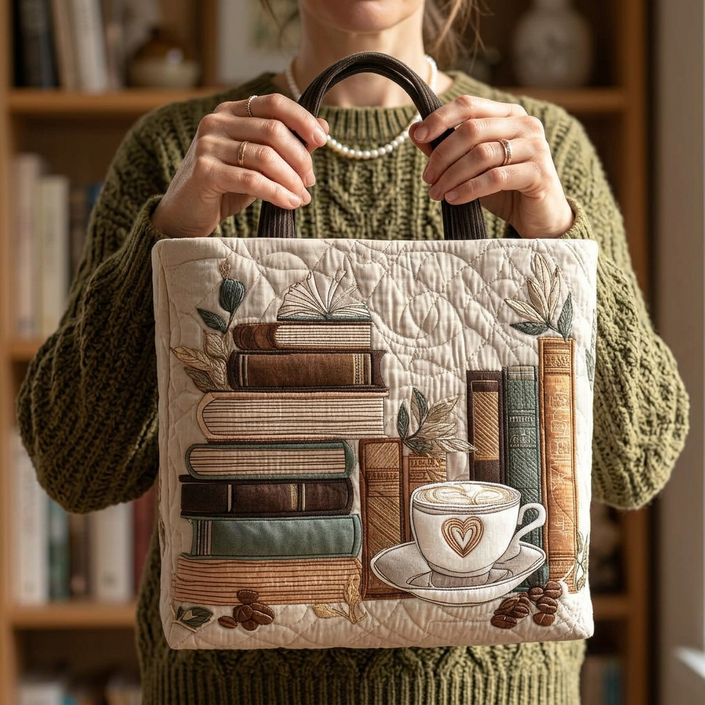 Modelo con el bolso tote Libros y Café