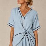 Emilia - Vestido Ligeramente Suelto - Azul Claro - detalle