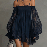 Nadia - Vestido mini con hombros al descubierto y encaje
