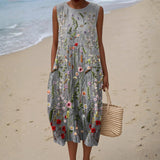 Viviana - Vestido de Campo con Bordado Floral Elegante