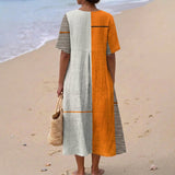 Cecilia - Vestido Listrado Geométrico Elegante
