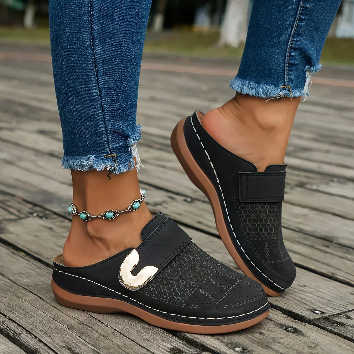 Gabriela - Sandalias de cuña chic - Negro