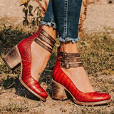 Ginebra - Zapatos de tacón alto con tiras múltiples y suela gruesa