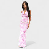 Mara - Vestido floral en tono rosa empolvado