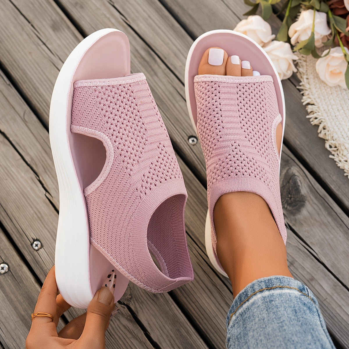 Leonor - Sandalias confort de estilo estival - Rosa
