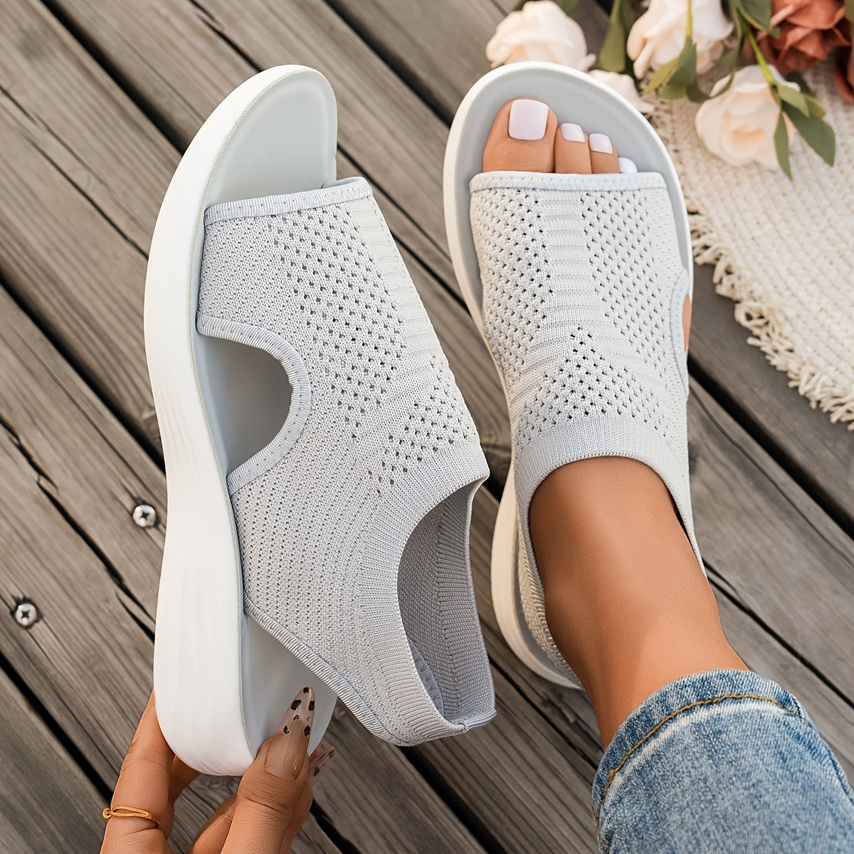 Leonor - Sandalias confort de estilo estival - Gris