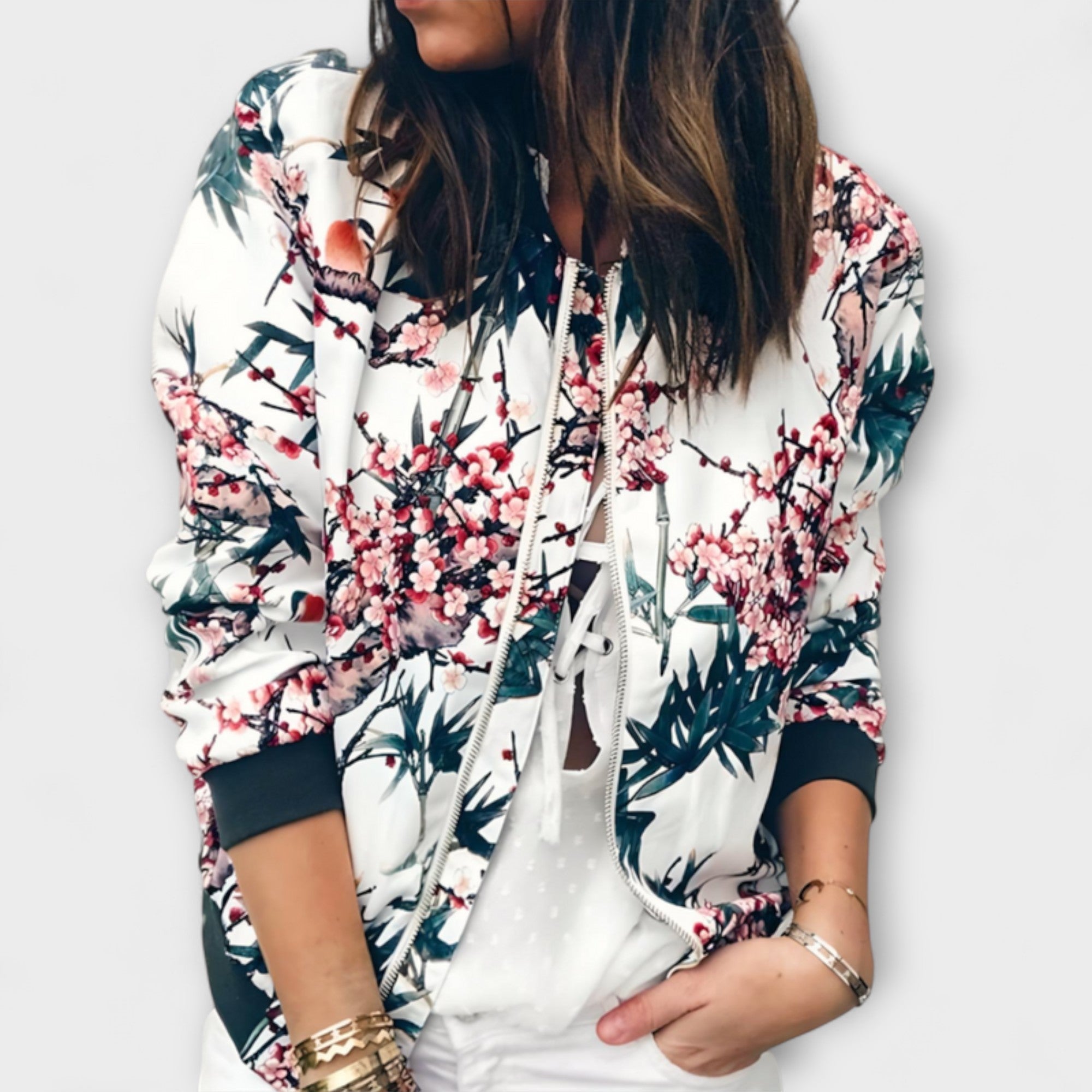 Andrea - Casaco bomber elegante floral