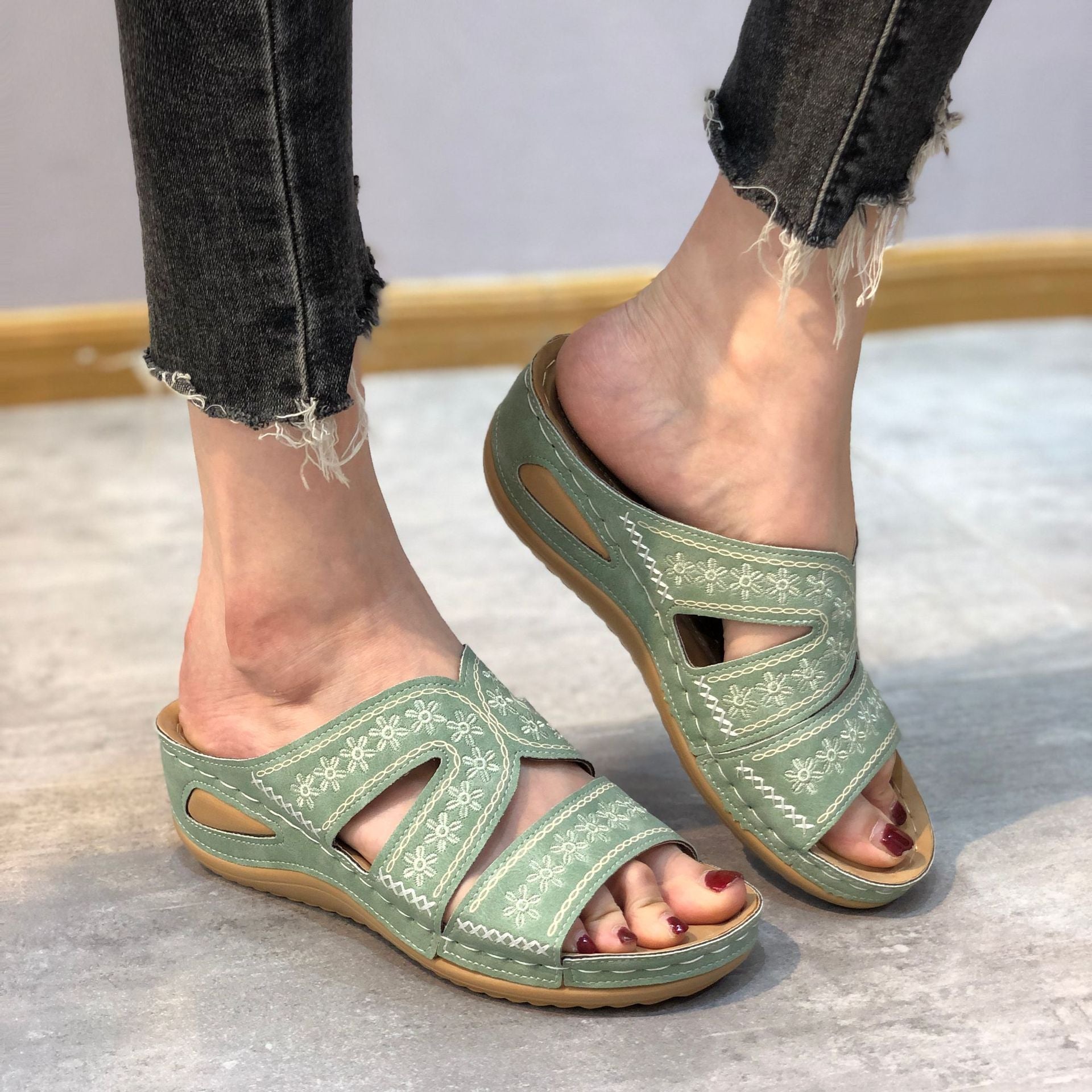 Sandra - Sandalias confort para el día a día - Verde