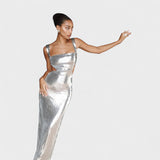 Brillo Plateado - Vestido de Gala Nocturna