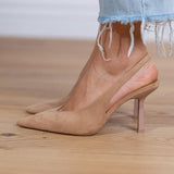 Marlena - Pumps slingback nude con un elegante tacón fino