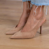 Marlena - Pumps slingback nude con un elegante tacón fino