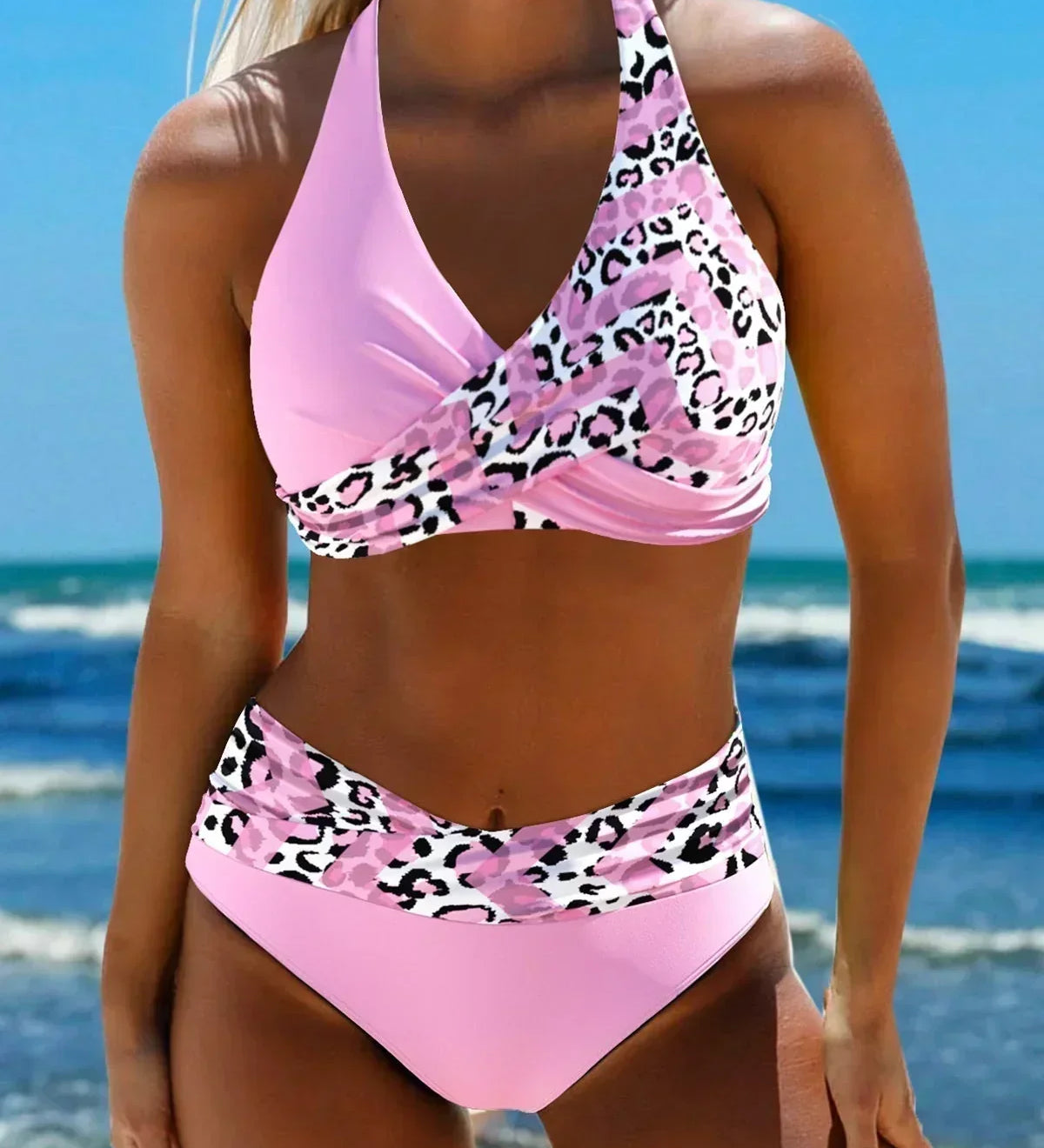 Noelia - Bikini Cruzado de Tiro Alto que Realza la Silueta