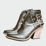 Botines de cuero retro elegante