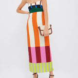 Paloma - Vestido Maxi Colorido a Rayas Elegante
